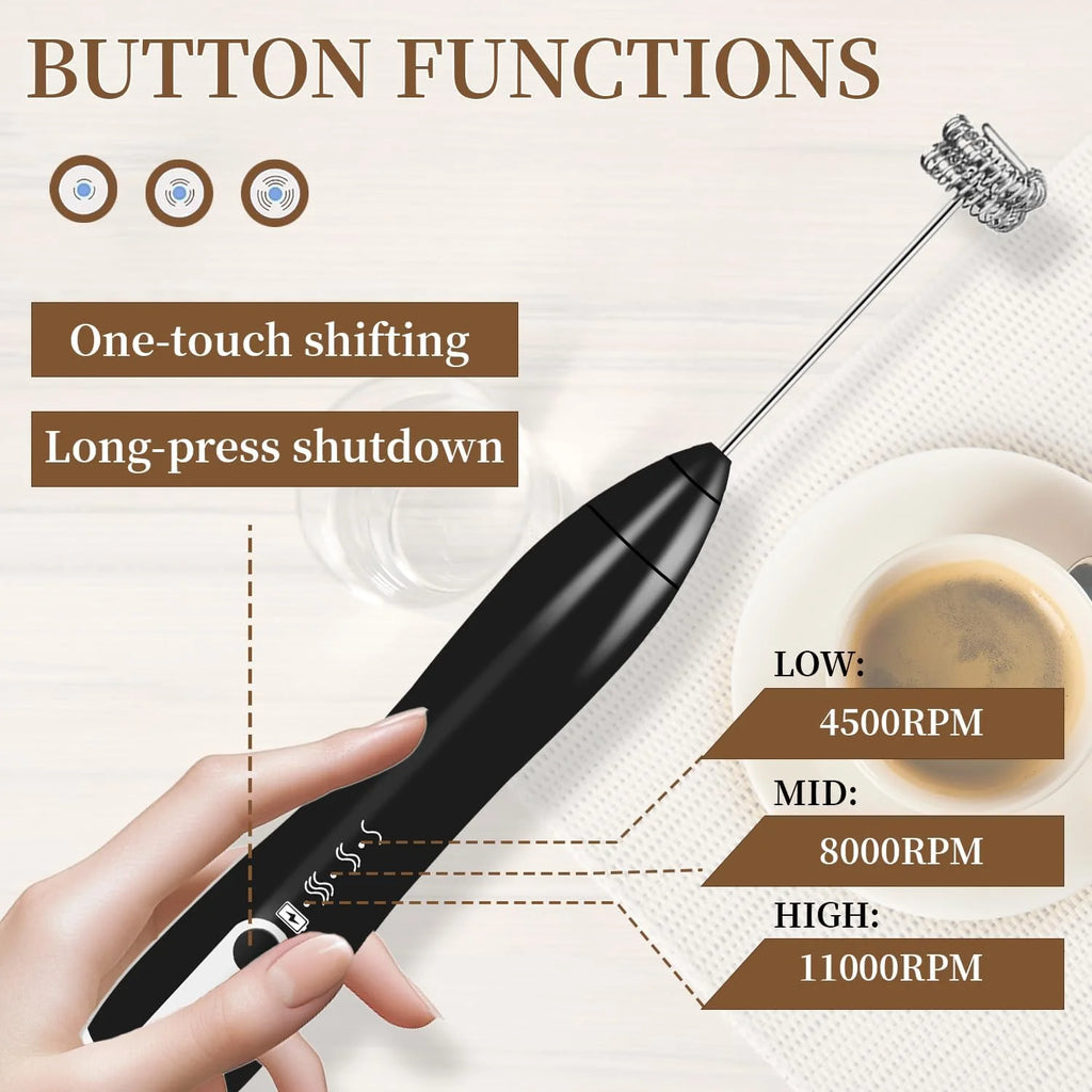 Milk Frother Handheld, Rechargeable Electric Whisk with Stand – image 5