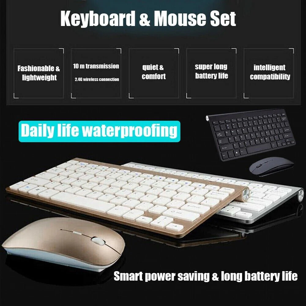 Mini Wireless Keyboard and Mouse Set, 2.4G, 78 Keys, Gold – image 2