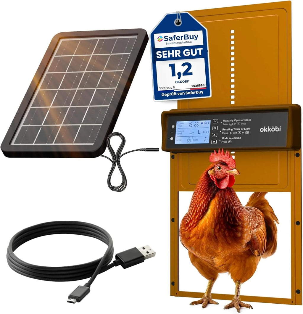 Automatic Chicken Coop Door, Solar Powered with Timer & Light Sensor