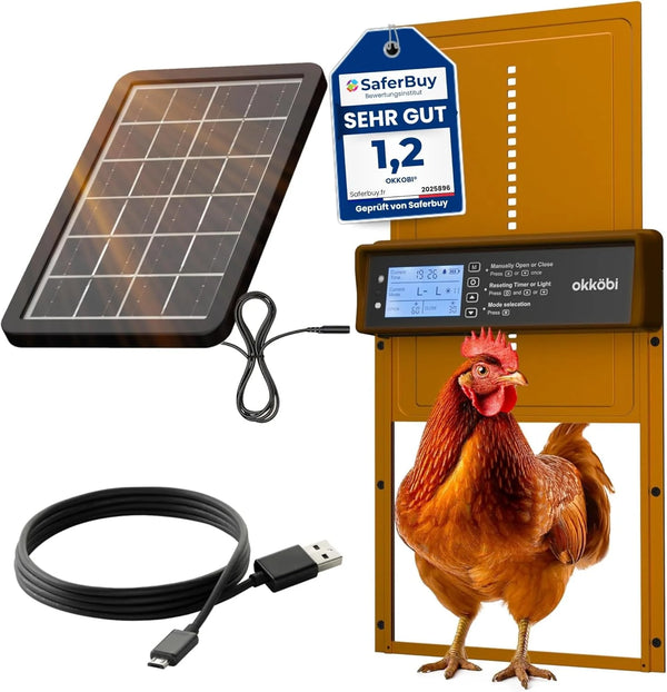 Automatic Chicken Coop Door, Solar Powered with Timer & Light Sensor