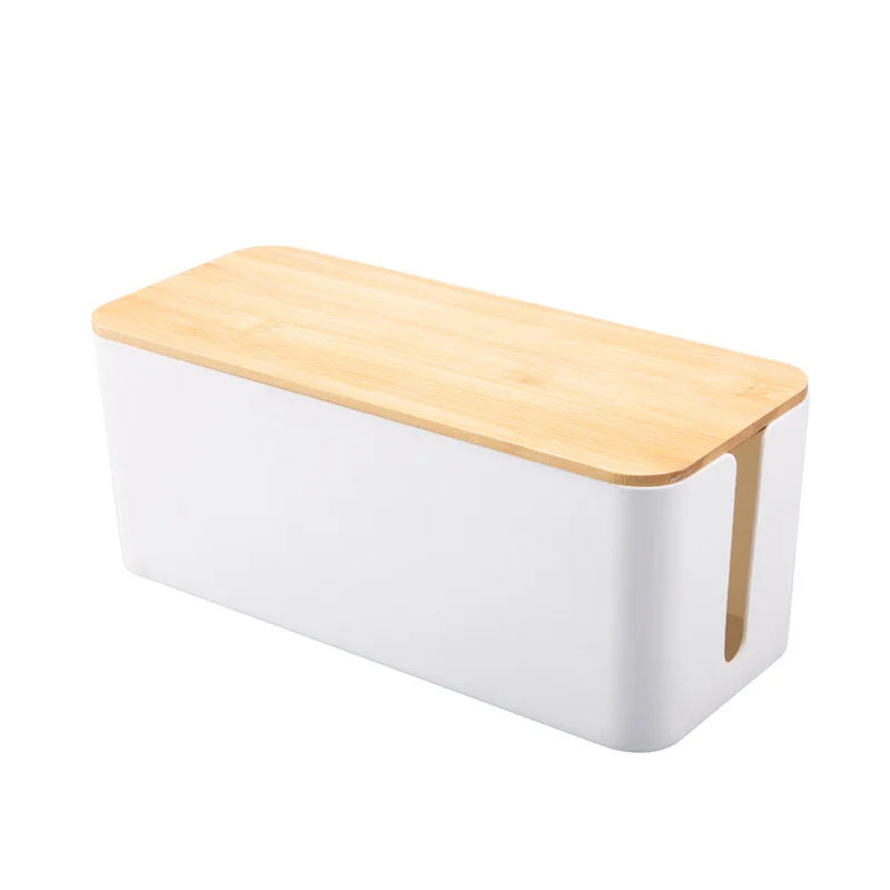Cable Management Box - Wooden Power Strip and Cord Hider