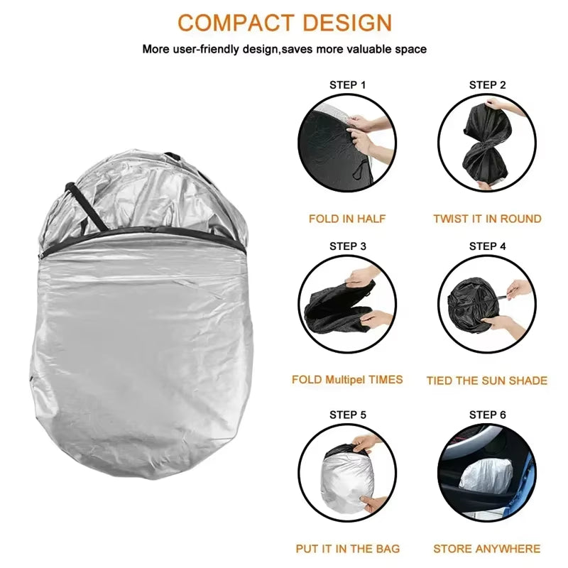 Windshield Sun Shade, Reflective Foldable Cover with Storage Bag – image 4