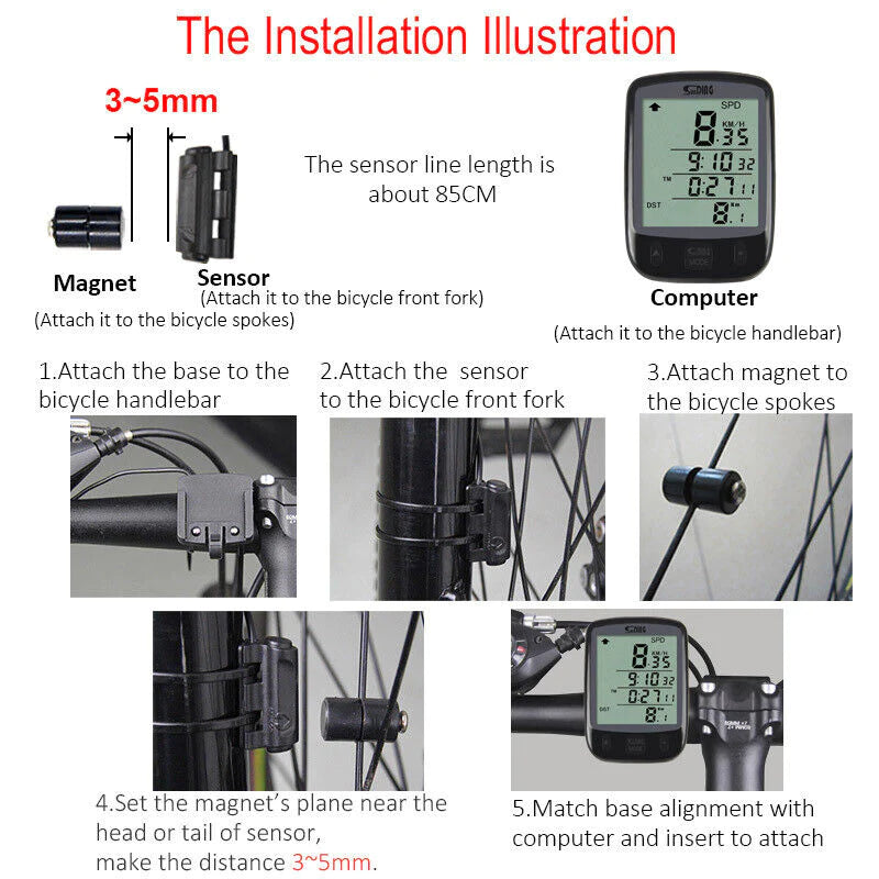 Bike Speedometer, Waterproof LCD Cycling Computer, Wired or Wireless – image 18