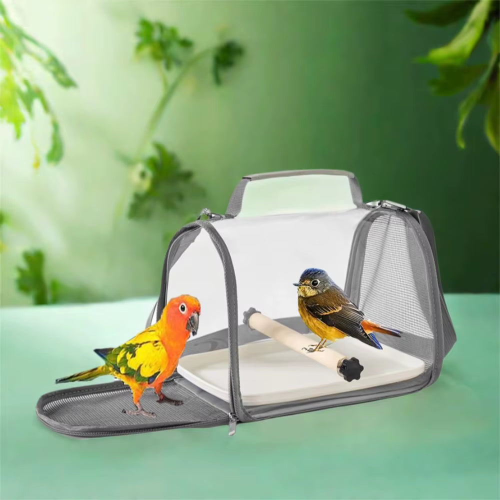 Portable Bird Carrier Bag with Perch Stand, Foldable Travel Cage – image 5