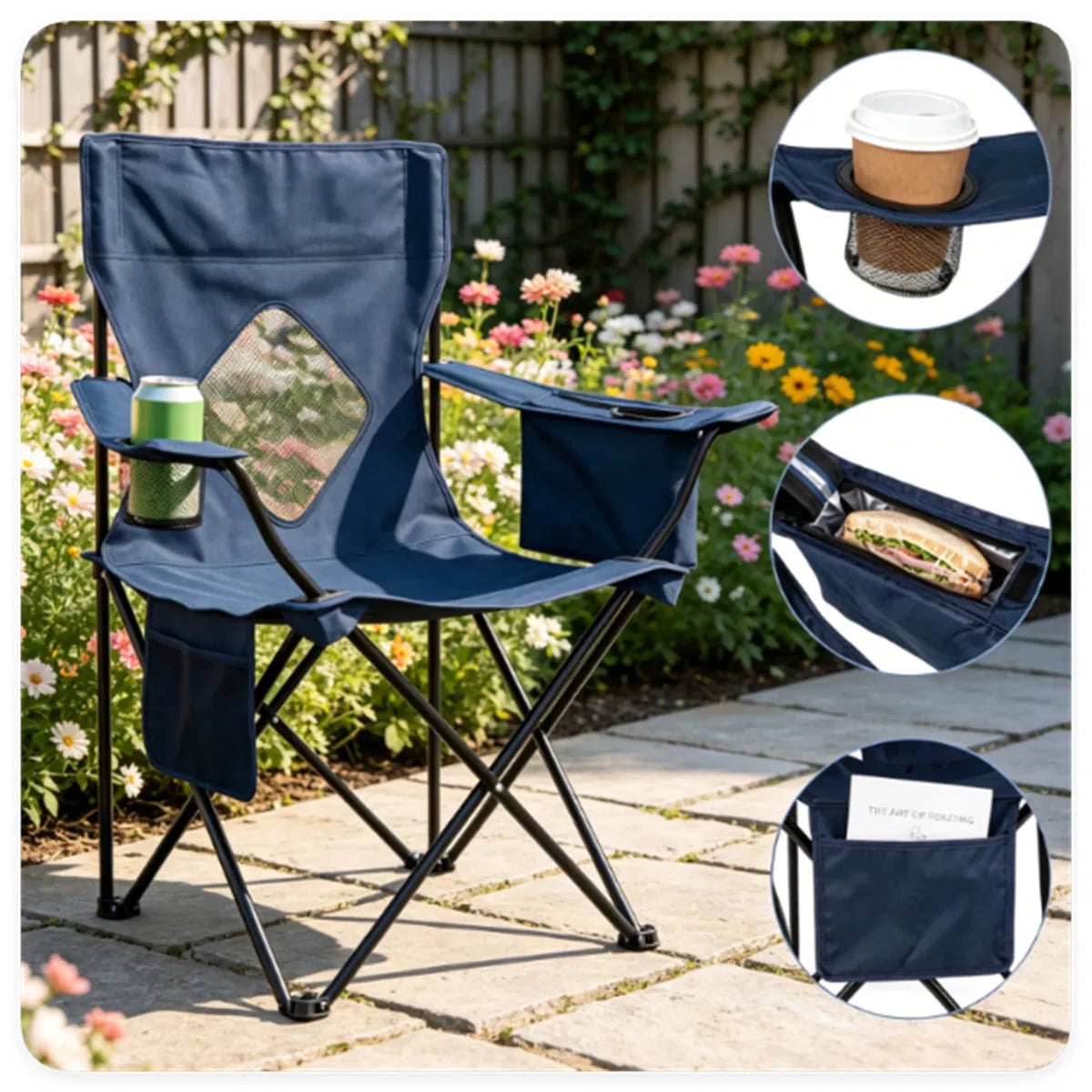 Folding Camping Chair - Heavy-Duty with Cooler Bag and Cup Holder – image 4