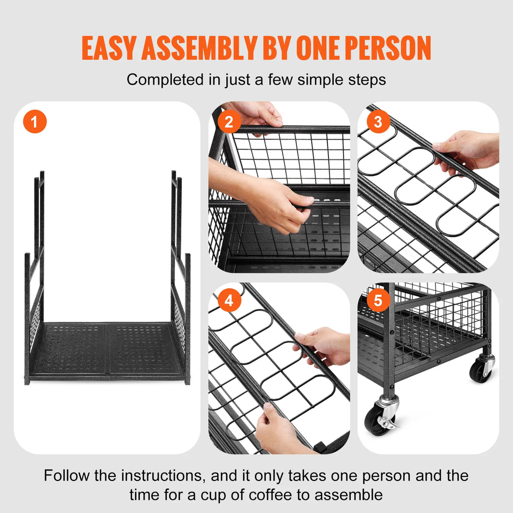 Garden Tool Organizer Rack, 16 Slots with Hooks and Locking Wheels – image 5