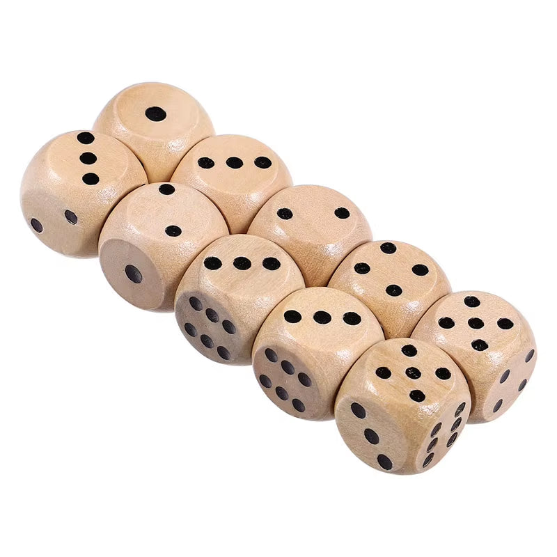 Wooden Dice Set of 10, 16 mm Six-Sided – image 2