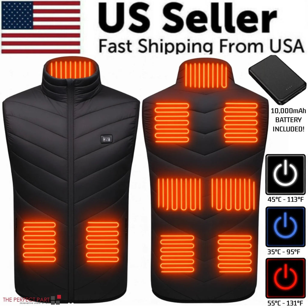 Heated Work Vest with 10000mAh Battery, 9 Heating Zones