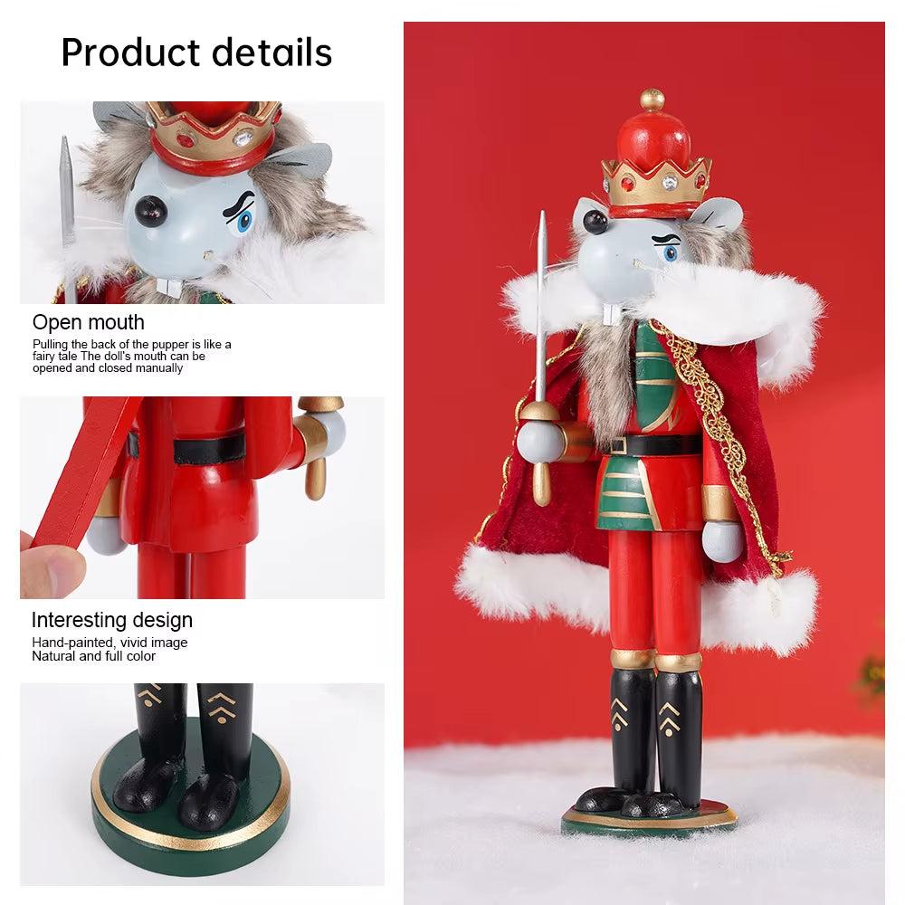 Wooden Christmas Nutcracker Figure 11.8 in Hand-Painted Mantel Decor – image 4