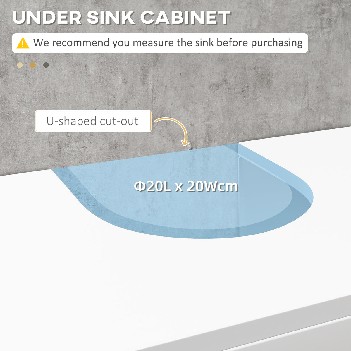 Pedestal Sink Cabinet, Under Sink Storage with 2 Doors, White – image 4
