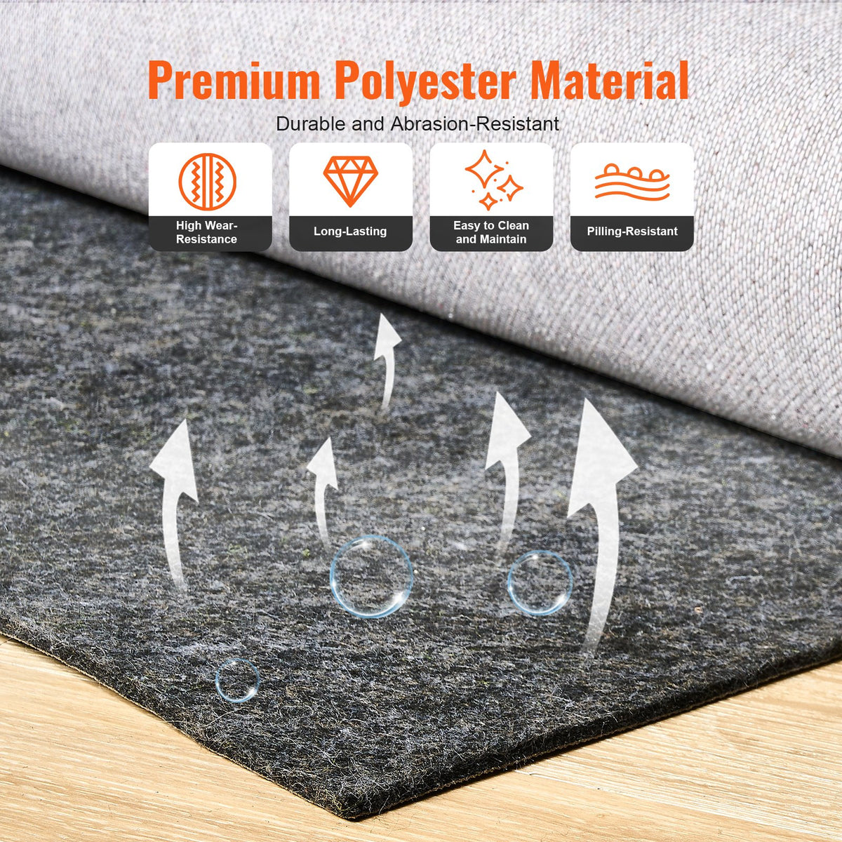 Non-Slip Felt Rug Pad 8 x 10 Ft, 0.24 in Thick Floor Gripper – image 4