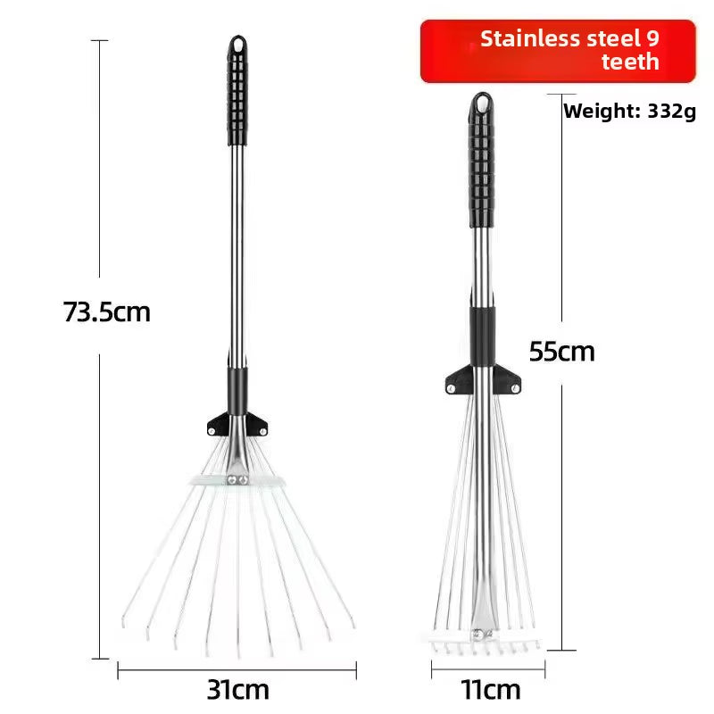 Telescopic Steel Leaf Rake for Lawn, Yard and Garden Cleanup – image 1