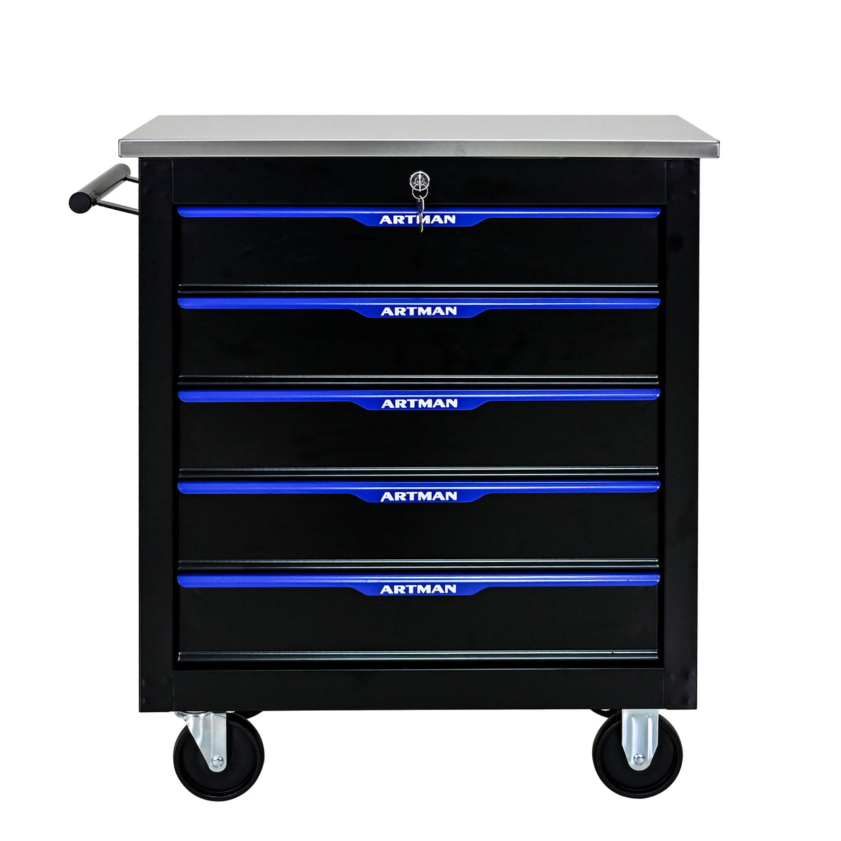 5 Drawer Lockable Tool Cart with Stainless Top and Brake Casters