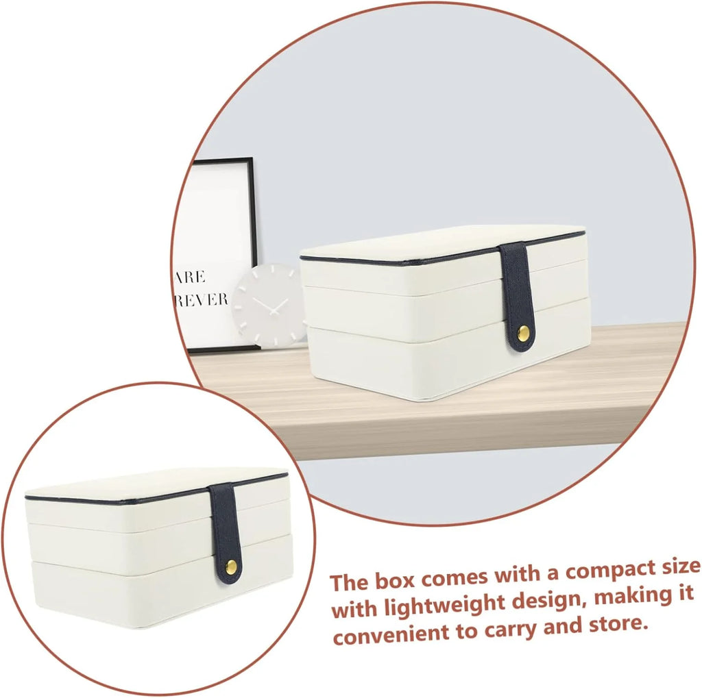 Travel Jewelry Organizer Case – PU Leather Compartment Box – image 8