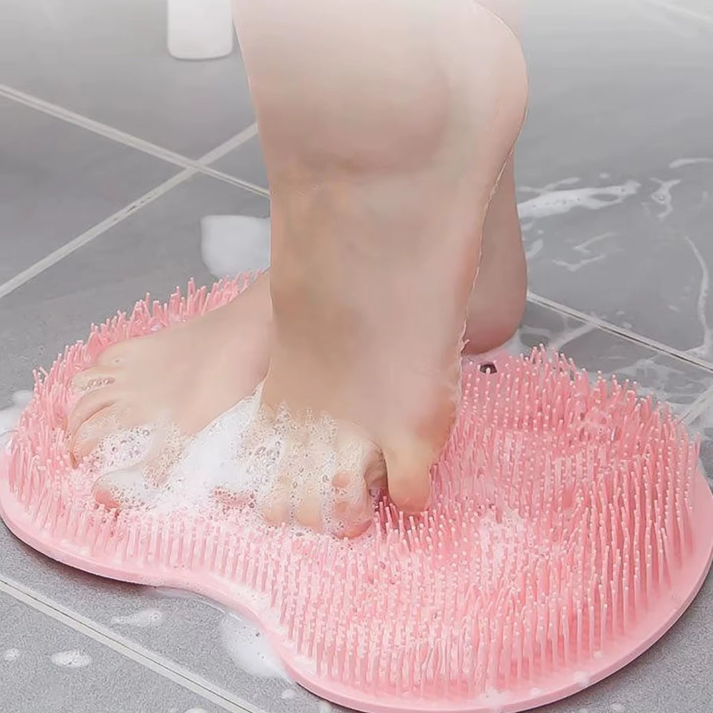 Silicone Shower Foot & Back Scrubber Mat - Non-Slip Exfoliating Bath Brush
