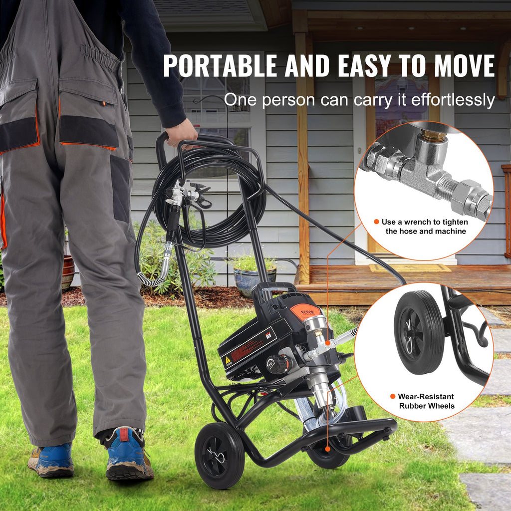 950W Airless Paint Sprayer with Cart, 3000 PSI Electric Stand Sprayer – image 5