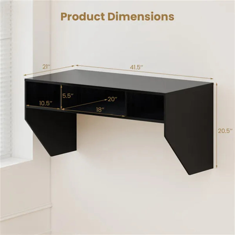 Wall-Mounted Floating Computer Desk with 3-Cube Storage, Black – image 5