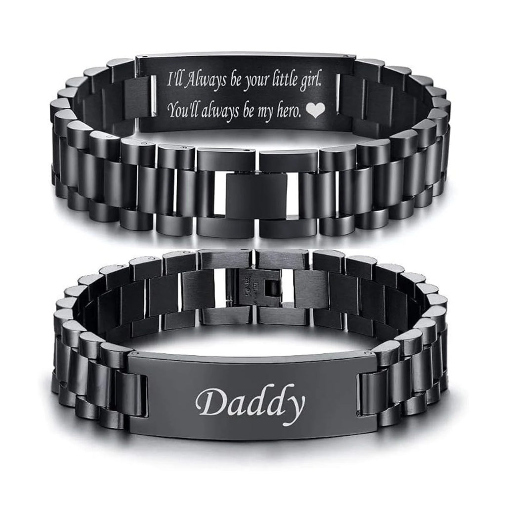 Men's Titanium Steel Bracelet Set – 2 Pcs Engravable Gift