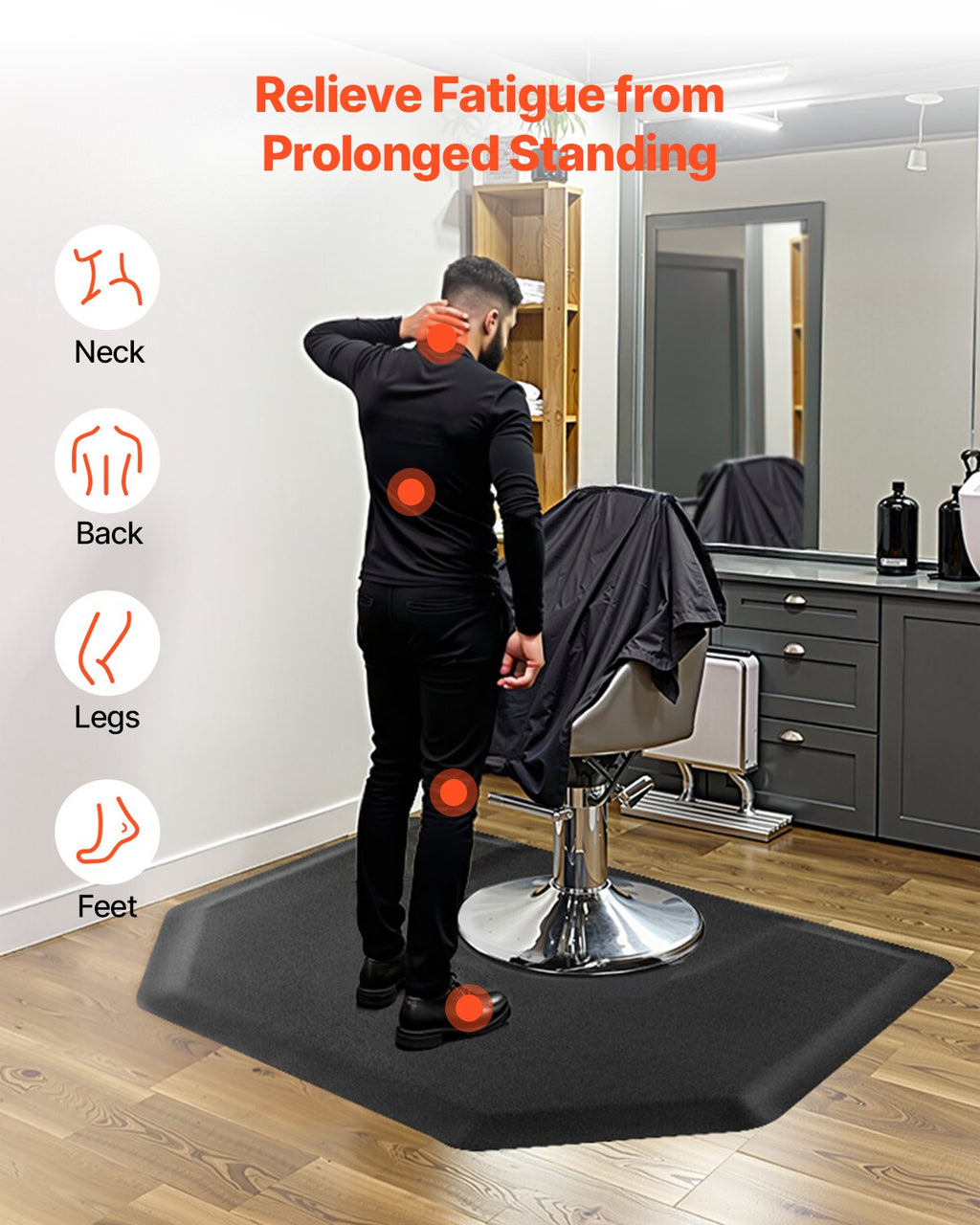 Hexagon Anti-Fatigue Stylist Floor Mat 4 x 5 ft with Chair Cutout – image 2