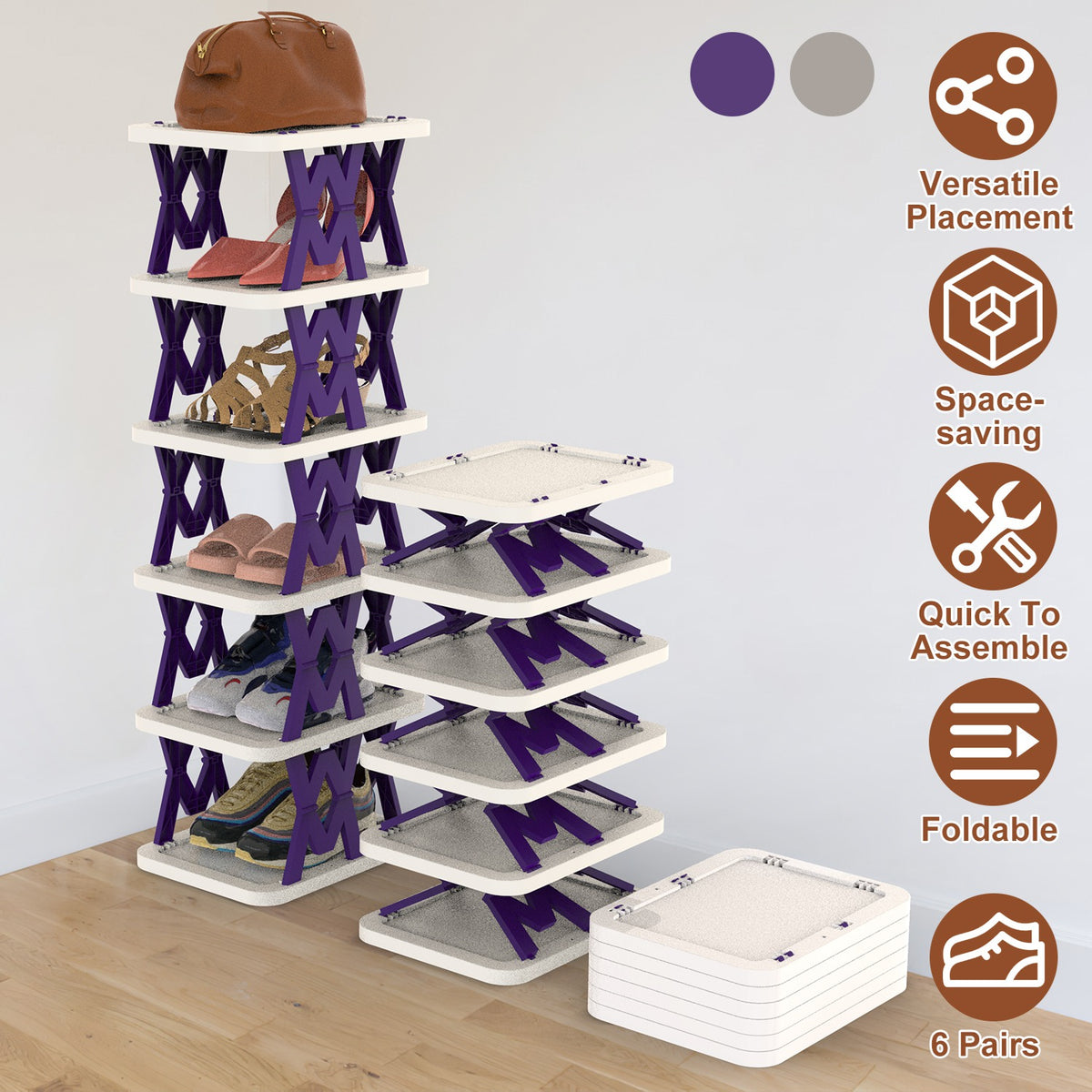 6-Tier Foldable Vertical Shoe Rack – image 19