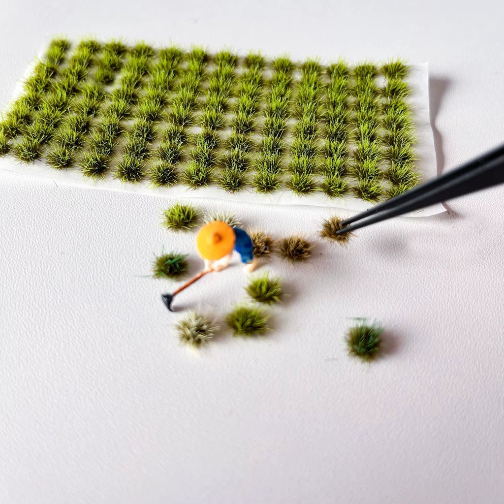 Static Grass Tufts for Model Scenery, 208 Pieces with Tweezers – image 6