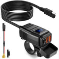 Motorcycle Dual USB Charger with Voltmeter, Waterproof 12V Handlebar Mount