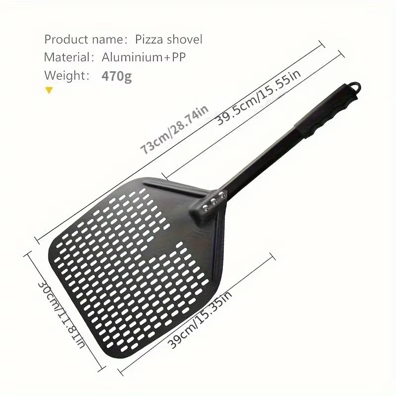 1PC Perforated Pizza Peel, 30.48 X 35.56 Cm Rectangular Pizza Transfer Peel, Professional Aluminum Turning Pizza Paddle