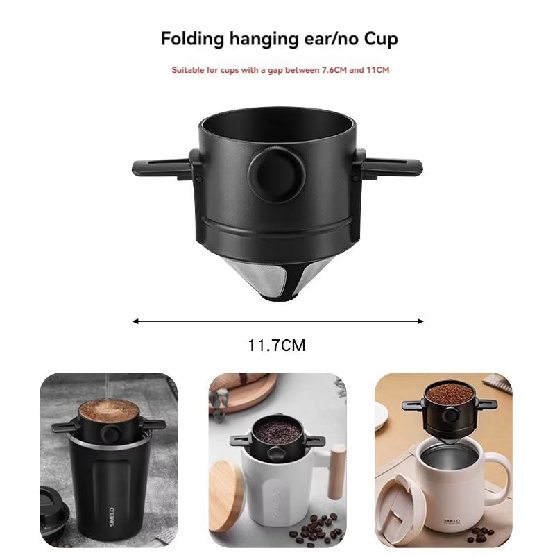 Collapsible Pour-Over Coffee Dripper, Reusable Steel Filter – image 6