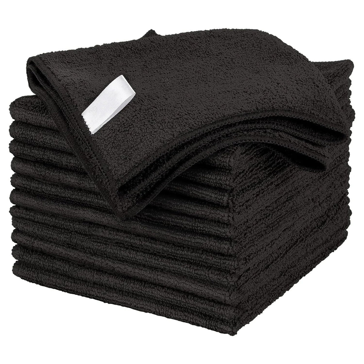 Microfiber Cleaning Cloths - 12 Pack, Black, 32 x 32 cm