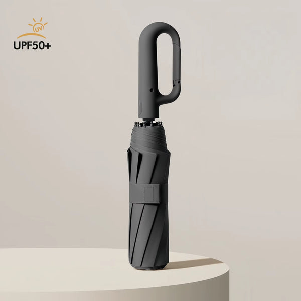 Automatic Folding Umbrella with Large Buckle Handle, Wind-Resistant