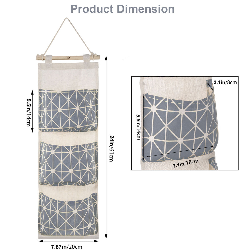 Hanging Wall Organizer - 3-Pocket Linen Door & Closet Storage Bag – image 9
