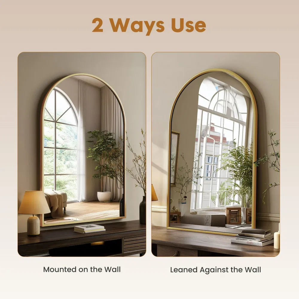 Bathroom Mirror, Arched 20 x 30 in Wall Mirror, Gold Frame – image 5