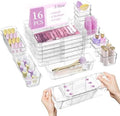 Clear Acrylic Drawer Organizers, 16-Piece Extendable Trays