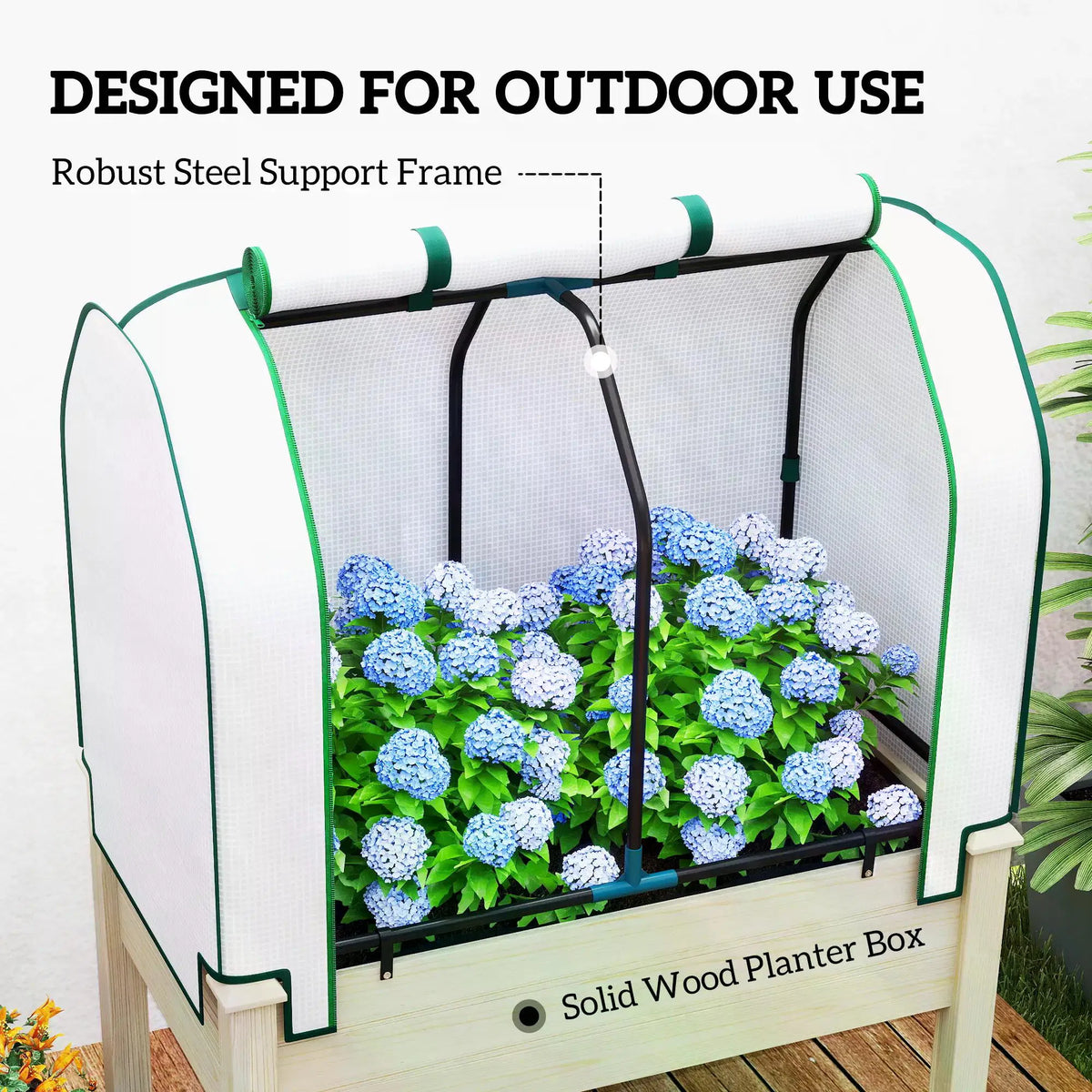 Raised Garden Bed, Wooden with Mini Greenhouse Cover – image 3