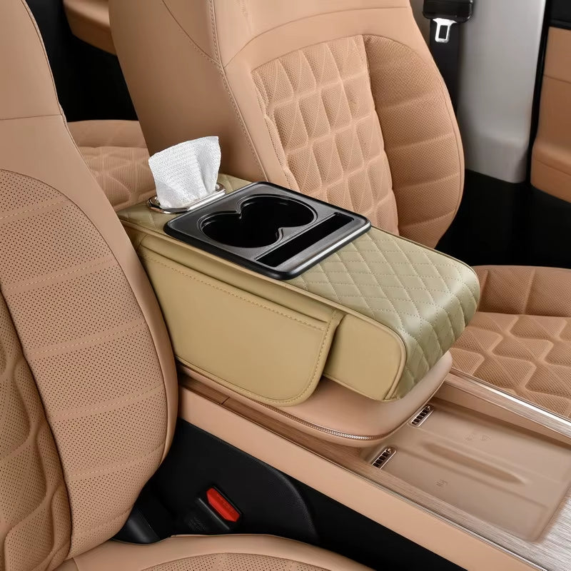 Car Armrest Cushion Riser with Storage Pockets and Tissue Holder – image 11