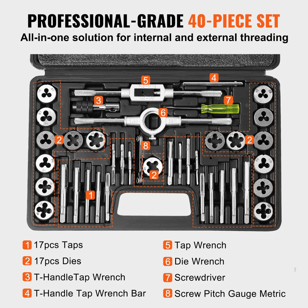 Tap and Die Set 40 Piece Metric M3-M12 with Storage Case – image 3