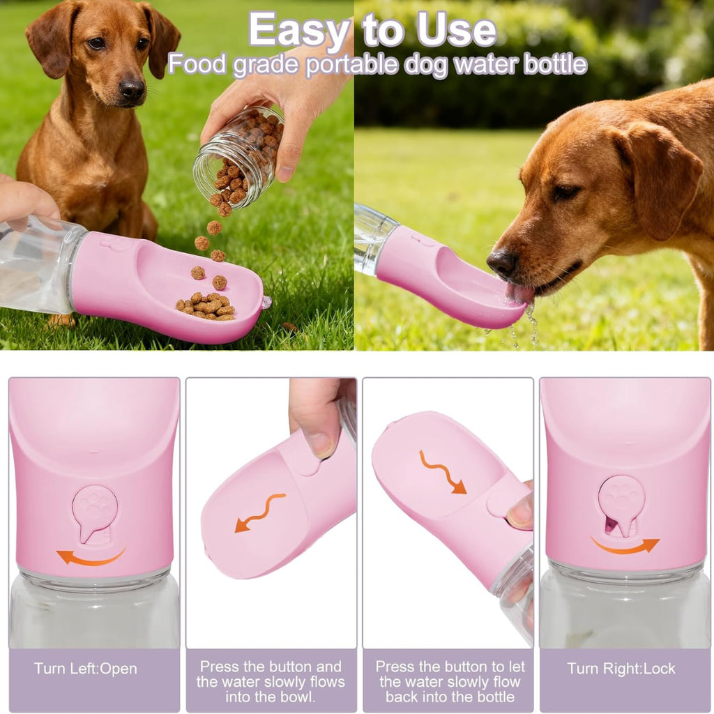 Dog Water Bottle with Food Container, 12 oz Portable Travel Bottle – image 7
