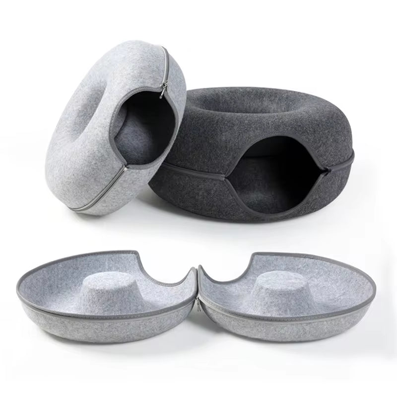 Donut Cat Tunnel Bed – 2-in-1 Plush Play Tunnel for Pets – image 6
