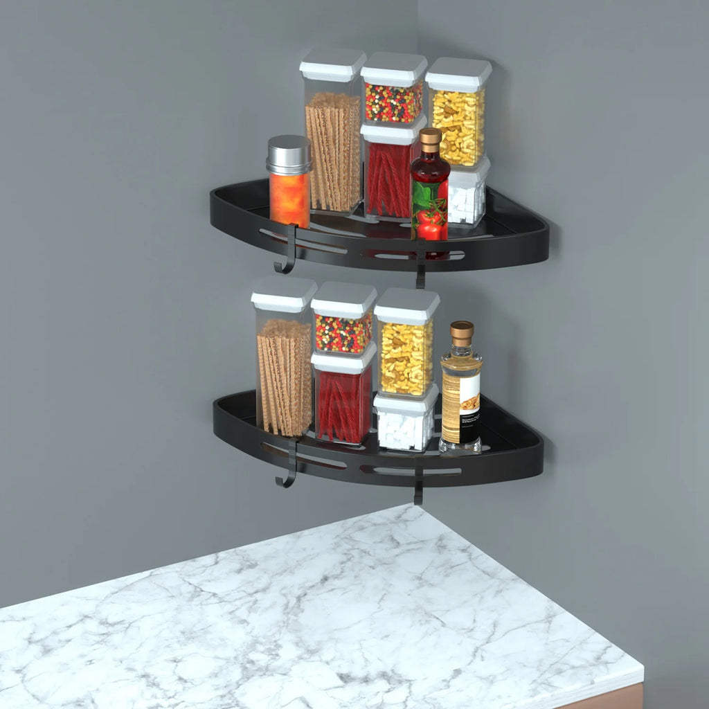Corner Shower Caddy Shelf 2 Pack, Aluminum Adhesive Wall Rack – image 4