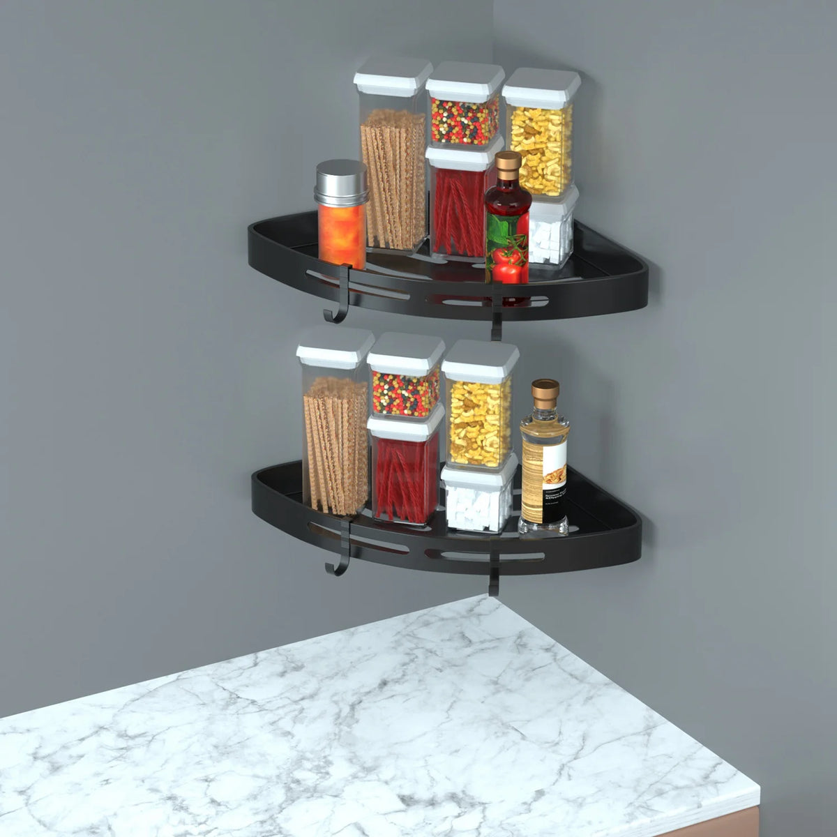 Corner Shower Caddy Shelf 2 Pack, Aluminum Adhesive Wall Rack – image 4