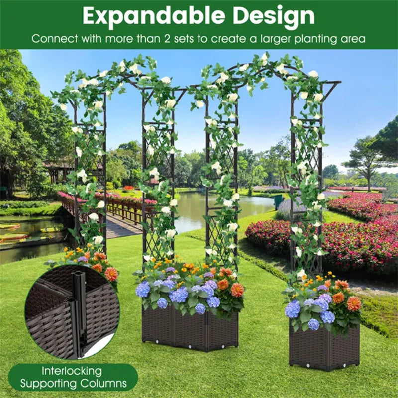 Garden Arch with 2 Self-Watering Planter Boxes on Lockable Wheels – image 12