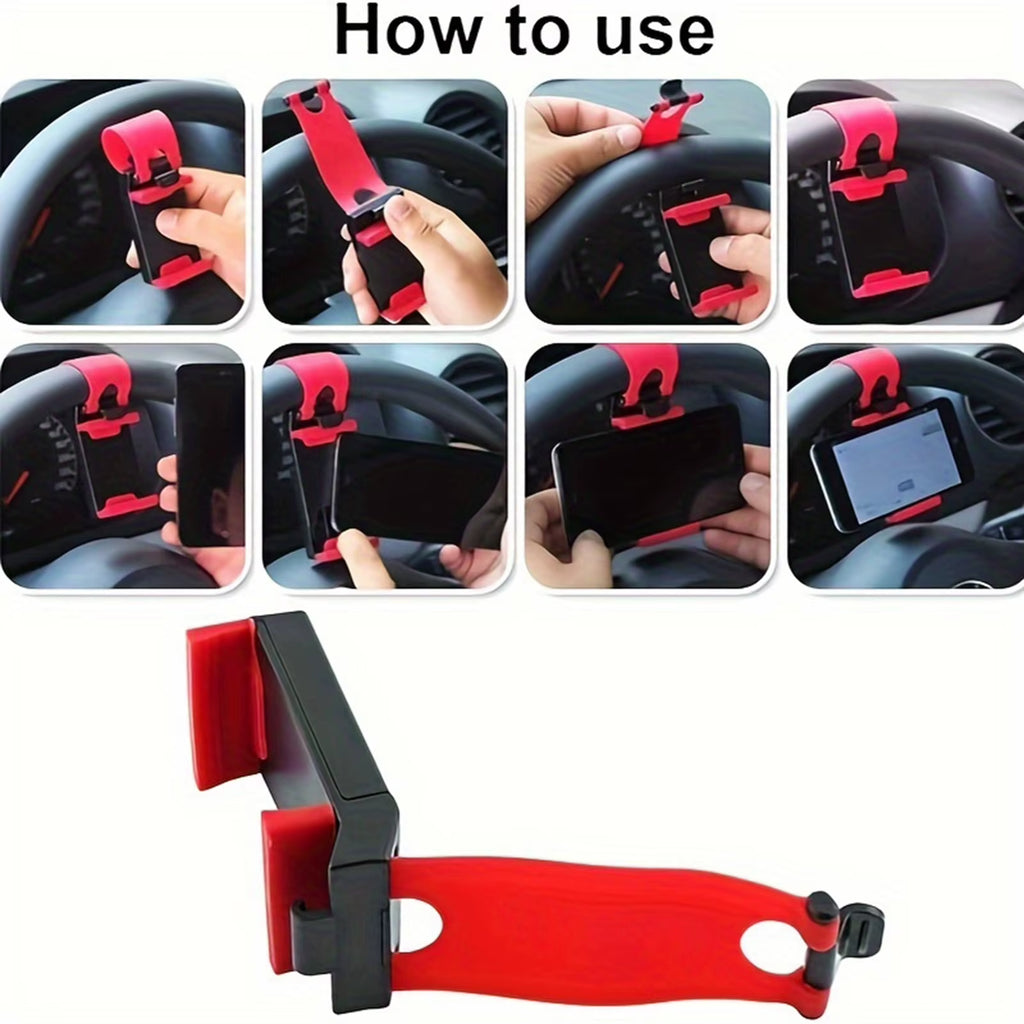 Steering Wheel Phone Mount -  Clip-On Cell Phone Holder for Car