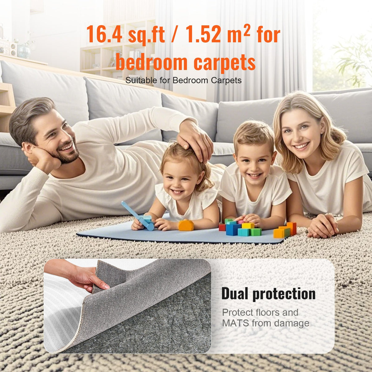 Non-Slip Felt Rug Pad 8 x 10 Ft, 0.24 in Thick Floor Gripper – image 2