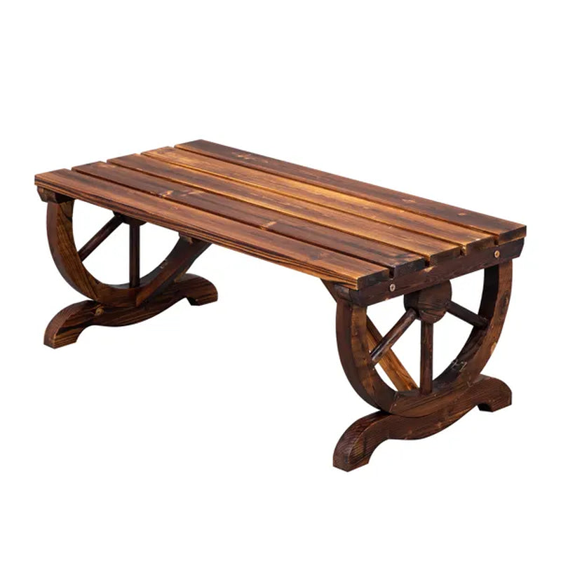 Rustic Garden Bench - 2-Person Wagon Wheel Outdoor Porch Bench – image 15