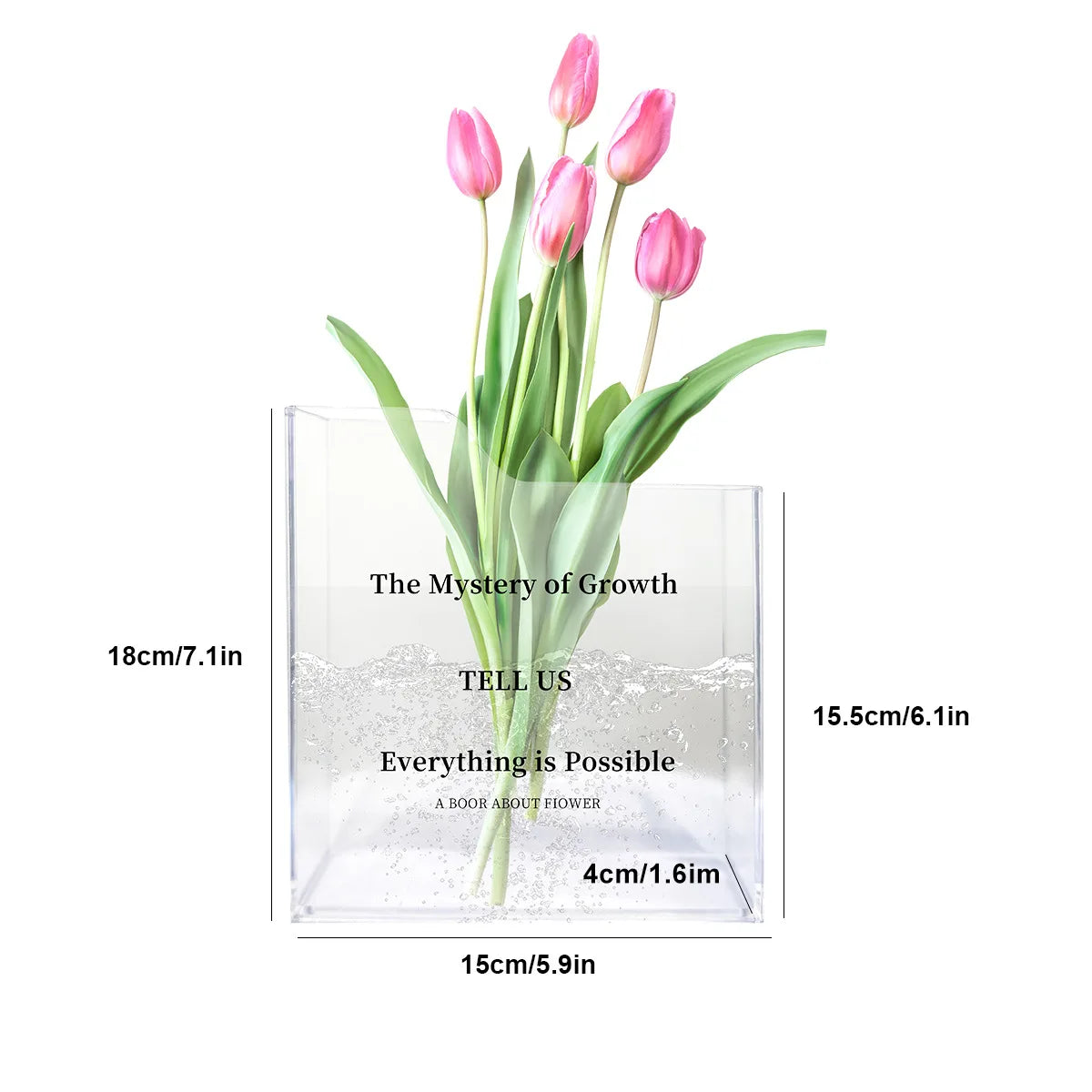 Clear Acrylic Book Vase - Bookshelf Flower Vase, Book Lover Gift – image 6