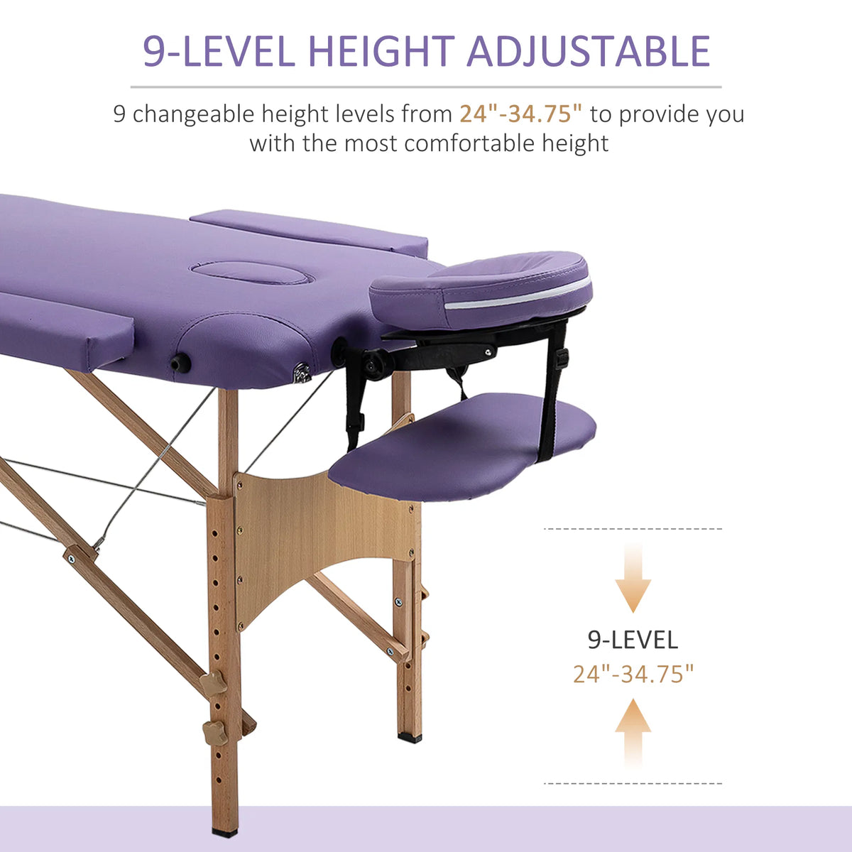 Folding Lash and Facial Bed 72 Inch, 9 Height Settings, Carry Case – image 4