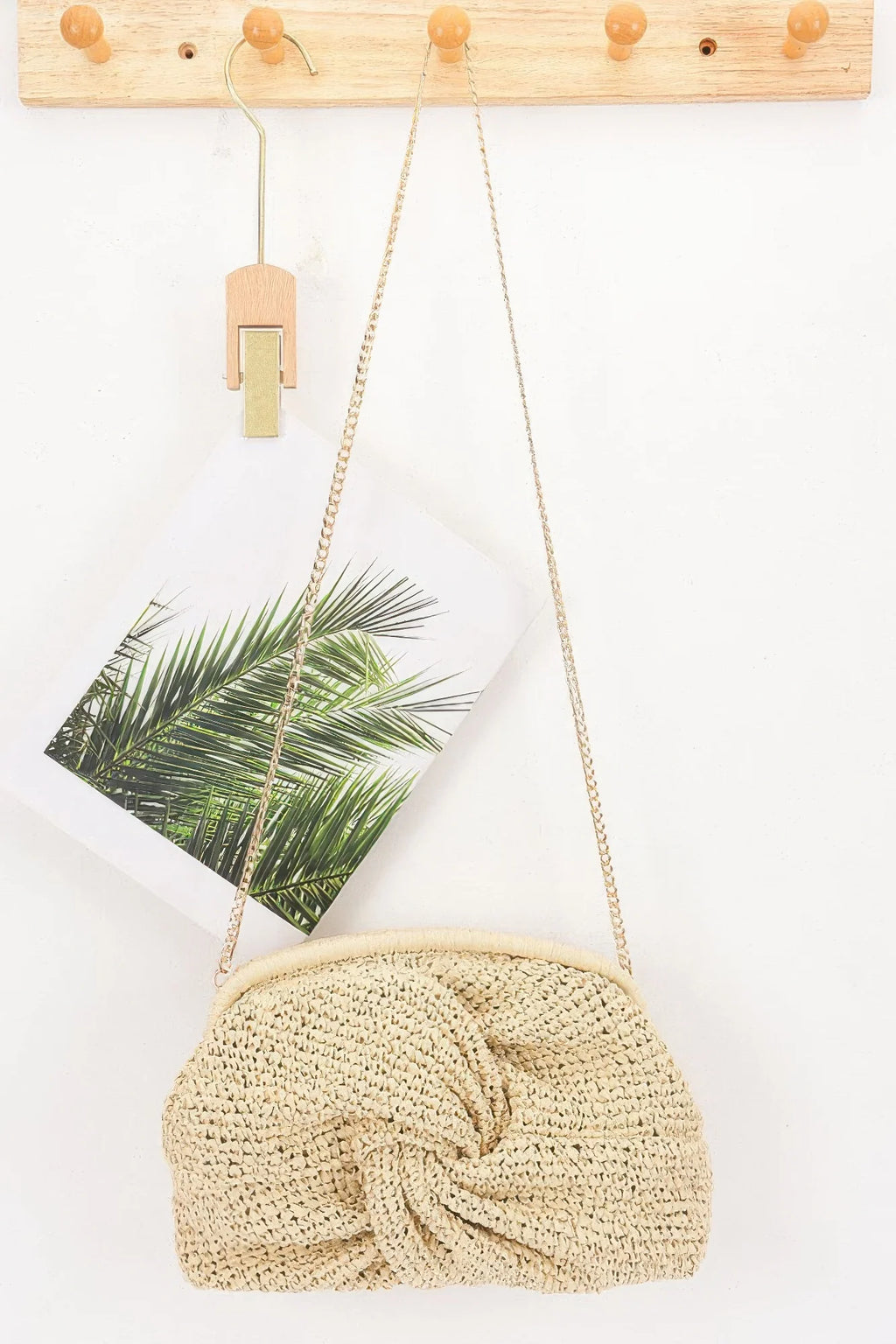 Twist Knot Woven Crossbody Bag with Detachable Chain Strap – image 6