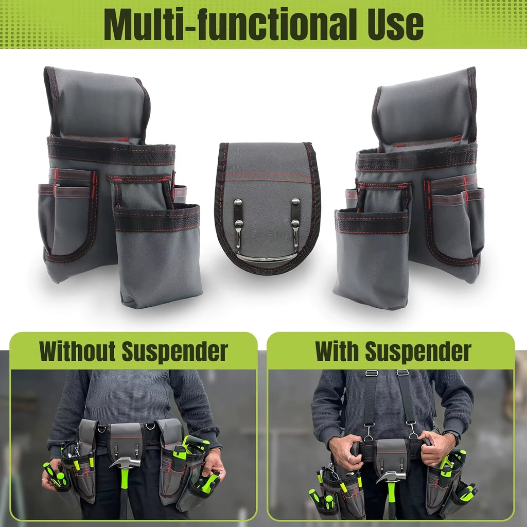 Tool Belt with Suspenders, 22 Pockets, Adjustable 32 to 66 Inch – image 7