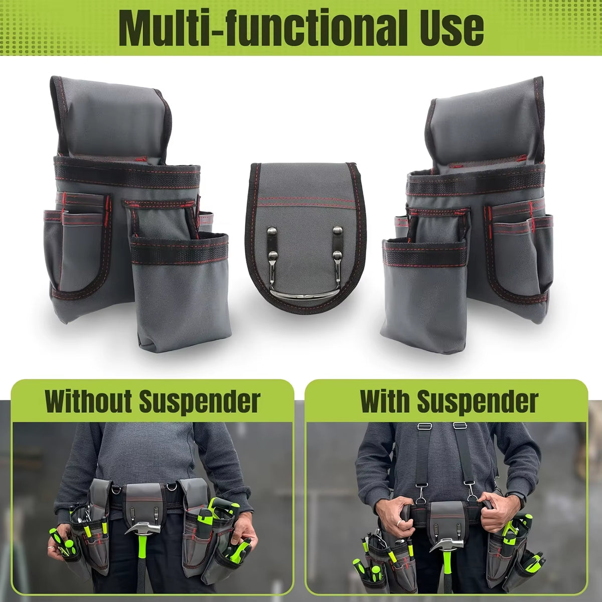 Tool Belt with Suspenders, 22 Pockets, Adjustable 32 to 66 Inch – image 7