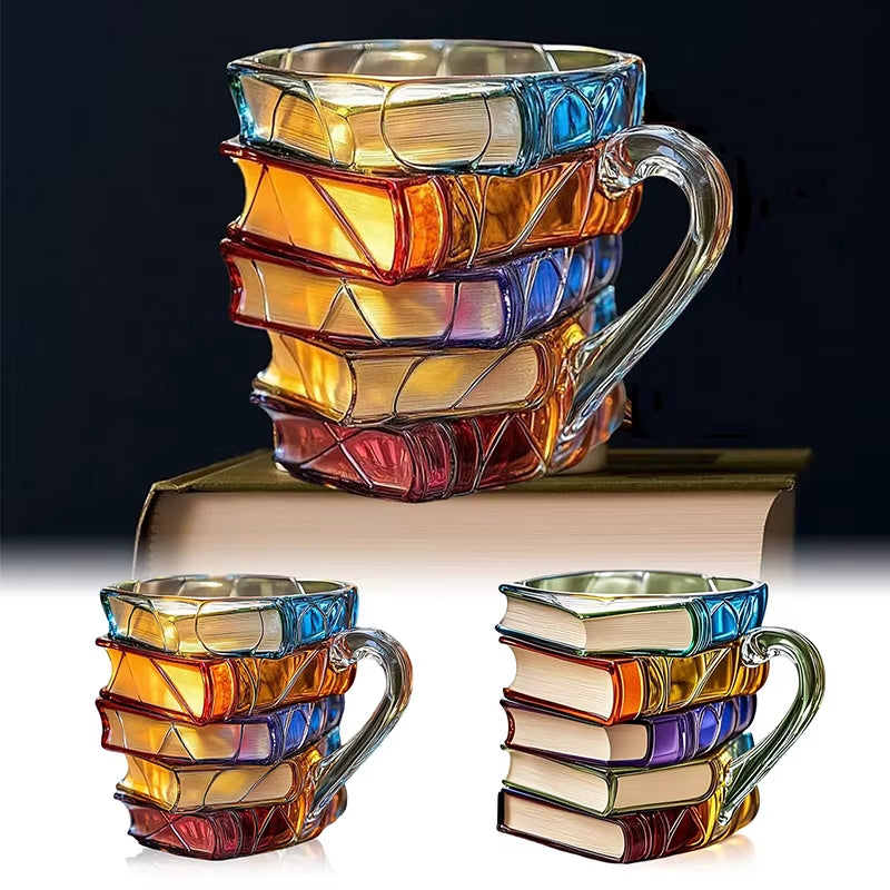 Stacked Books Coffee Mug 11oz - 3D Painted Book Lover Gift Cup – image 3